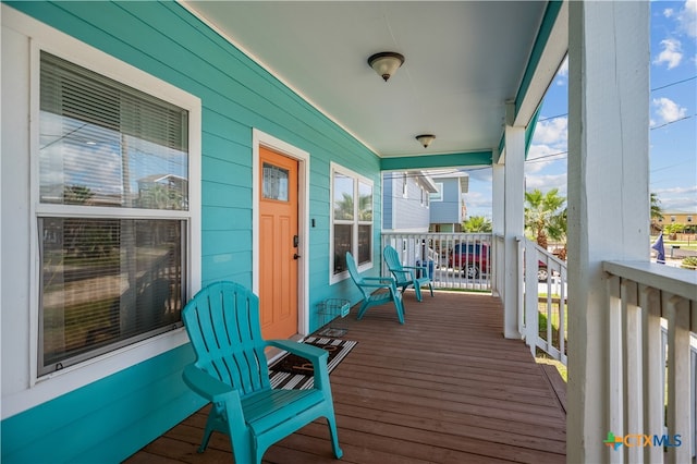 deck featuring covered porch