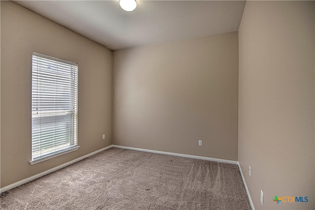 carpeted empty room featuring a healthy amount of sunlight and baseboards