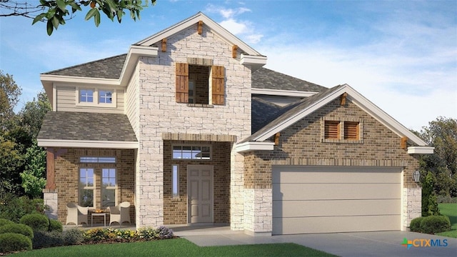 5105 Othello Dr, Belton, TX 76513 - view of front facade featuring concrete driveway, roof with shingles, an attached garage, and stone siding