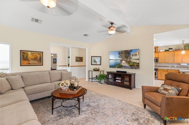 1600 Cattlemens Row, Lockhart, TX 78644 - living area with ceiling fan and light tile patterned floors