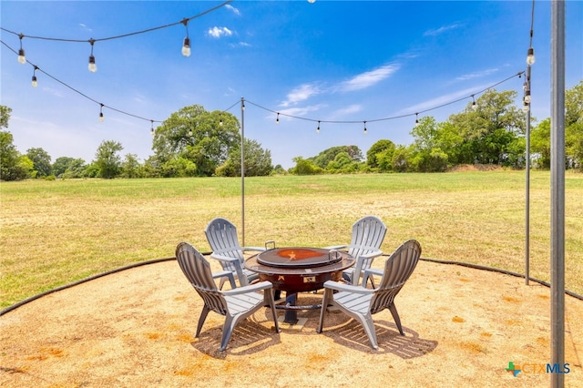 1600 Cattlemens Row, Lockhart, TX 78644 - view of grassy yard with a fire pit and a view of rural / pastoral area