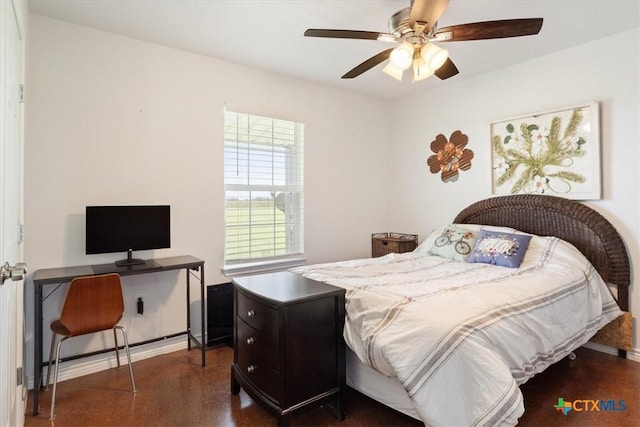 17179 Cyclone Rd, Burlington, TX 76519 - bedroom with an office area and ceiling fan