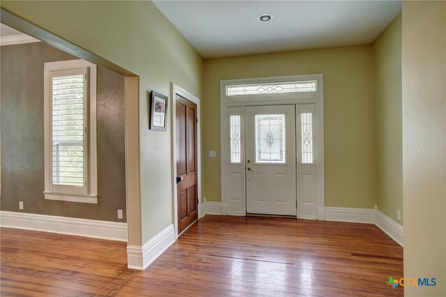 foyer featuring light wood-type flooring and a wealth of natural light