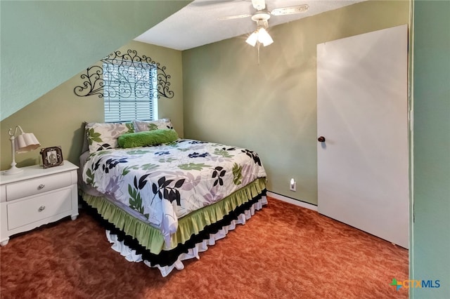 bedroom featuring carpet and ceiling fan