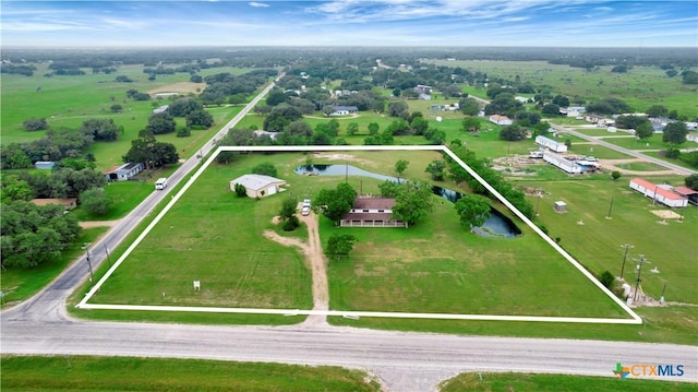3662 N Fm 444, Inez, TX 77968 - aerial view of property and surrounding area featuring property boundaries highlighted and a large body of water