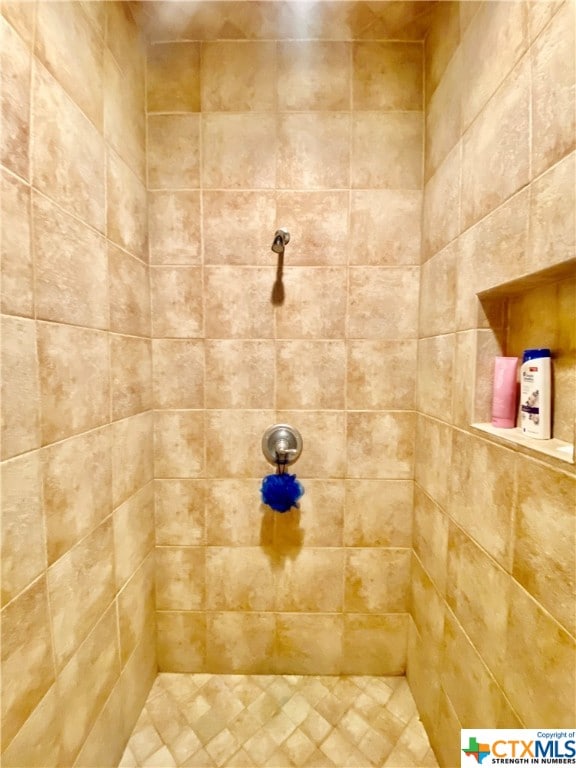 bathroom with a tile shower