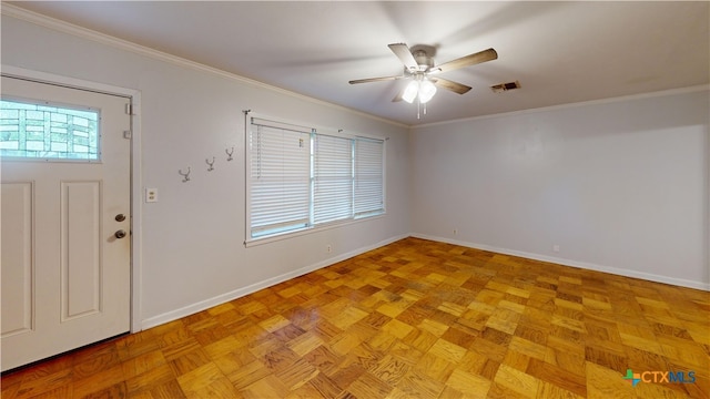 4610 Camellia St, Victoria, TX 77904 - entryway with ornamental molding and ceiling fan