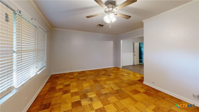 4610 Camellia St, Victoria, TX 77904 - spare room featuring ceiling fan and ornamental molding