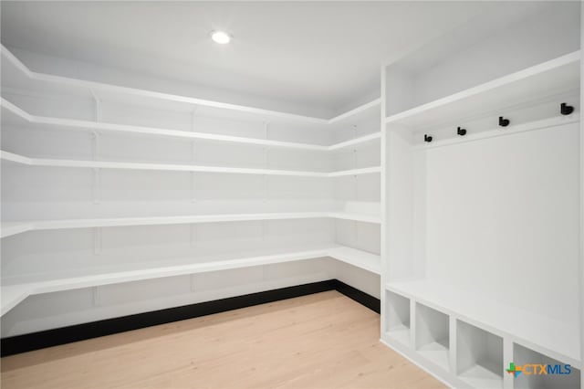 mudroom with hardwood / wood-style floors