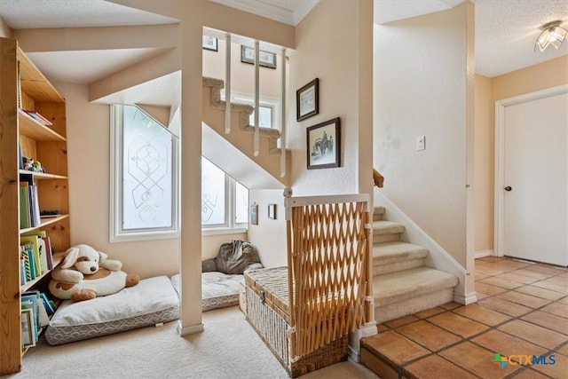 910 Mill Creek Dr, Salado, TX 76571 - stairway with baseboards and tile patterned floors