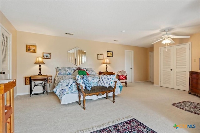 910 Mill Creek Dr, Salado, TX 76571 - carpeted bedroom featuring a ceiling fan and a closet
