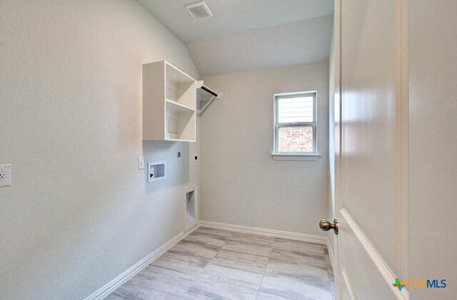 laundry room featuring hookup for a gas dryer, hookup for an electric dryer, laundry area, baseboards, and hookup for a washing machine