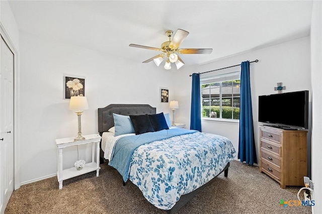 4010 Halfway Cv, Round Rock, TX 78681 - carpeted bedroom featuring a ceiling fan and a closet