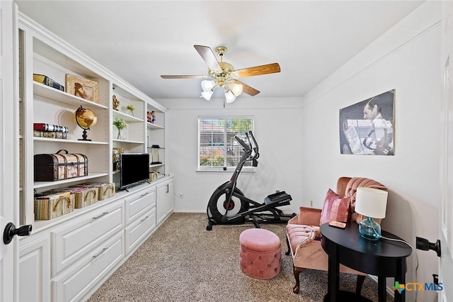 4010 Halfway Cv, Round Rock, TX 78681 - living area with carpet floors, baseboards, and ceiling fan