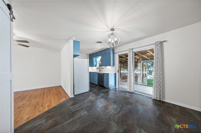 2307 Crescent Dr, Copperas Cove, TX 76522 - unfurnished living room with a sink and a chandelier