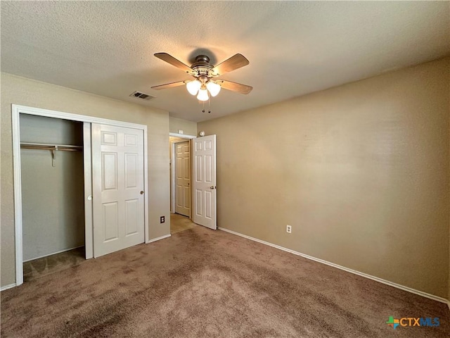4609 Golden Gate Dr, Killeen, TX 76549 - unfurnished bedroom featuring carpet floors, a closet, and ceiling fan