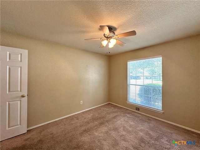 4609 Golden Gate Dr, Killeen, TX 76549 - unfurnished room featuring ceiling fan, carpet flooring, and a textured ceiling