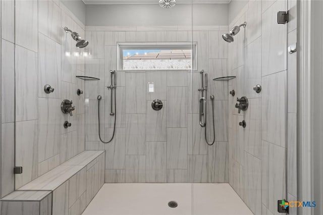 bathroom featuring a stall shower