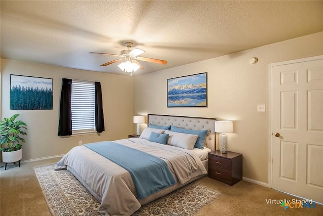 3903 Kevin Shaw Dr, Killeen, TX 76549 - bedroom with carpet, a textured ceiling, and ceiling fan