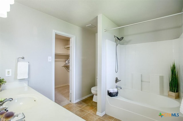 3903 Kevin Shaw Dr, Killeen, TX 76549 - bathroom featuring bathing tub / shower combination, tile patterned flooring, double vanity, and a walk in closet