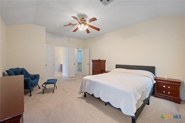 104 Missouri Dr, Harker Heights, TX 76548 - bedroom featuring vaulted ceiling, carpet floors, and a ceiling fan