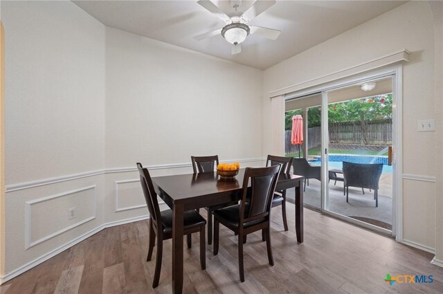 104 Missouri Dr, Harker Heights, TX 76548 - dining room with wood finished floors and ceiling fan