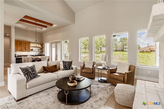 104 Hondo Vis, La Vernia, TX 78121 - living area with baseboards and a towering ceiling