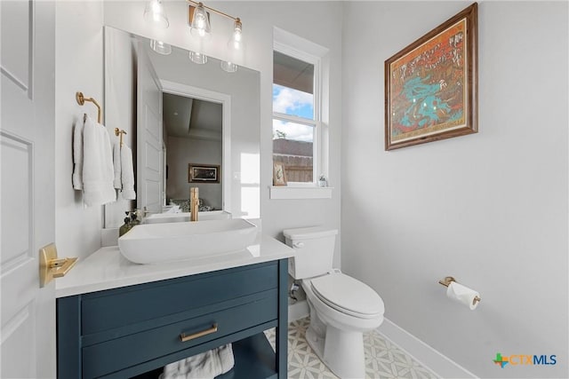 bathroom with toilet and vanity