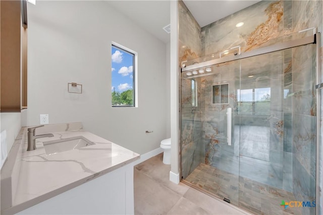6846 Spring Branch Rd, Spring Branch, TX 78070 - bathroom with a shower stall, toilet, and vanity