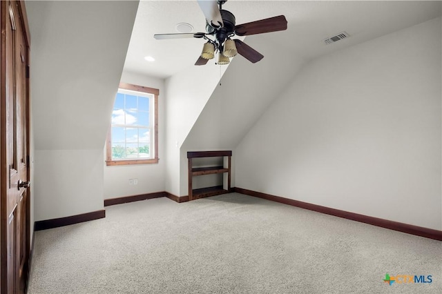 12491 Madison Ln, Justin, TX 76247 - additional living space featuring baseboards, carpet floors, ceiling fan, and lofted ceiling