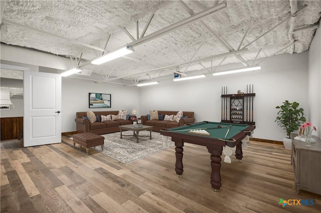 12491 Madison Ln, Justin, TX 76247 - rec room featuring wood finished floors, pool table, and baseboards