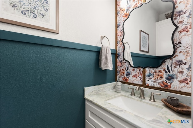 127 Diamond Head Dr, Bastrop, TX 78602 - bathroom featuring vanity and a textured wall