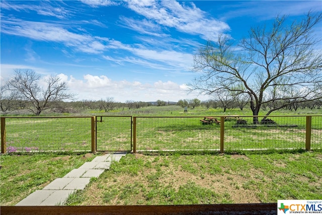 view of yard featuring a rural view