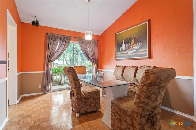 4313 Lone Star Trl, Temple, TX 76502 - dining space featuring vaulted ceiling and baseboards