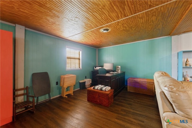 725 Baffin Dr, Port Mansfield, TX 78598 - office with wooden ceiling, wood finished floors, and wood walls