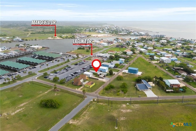 725 Baffin Dr, Port Mansfield, TX 78598 - aerial overview of property's location with a large body of water