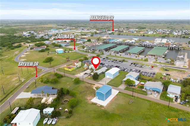 725 Baffin Dr, Port Mansfield, TX 78598 - aerial view of property's location with a large body of water