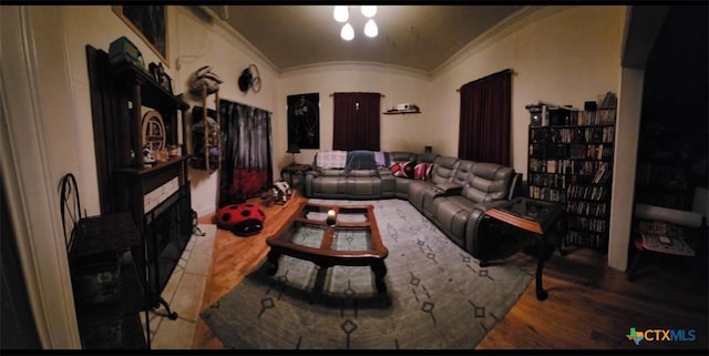 1123 N Beal St, Belton, TX 76513 - living area featuring crown molding and wood finished floors