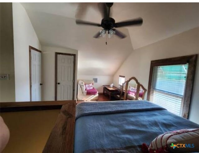 1123 N Beal St, Belton, TX 76513 - bedroom with vaulted ceiling and a ceiling fan