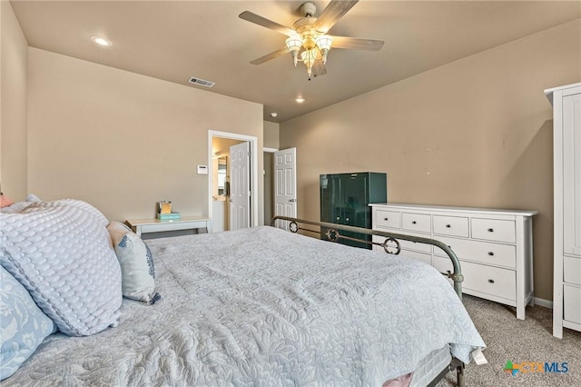1205 Bowen Ave, Copperas Cove, TX 76522 - bedroom featuring carpet flooring, a ceiling fan, recessed lighting, and baseboards