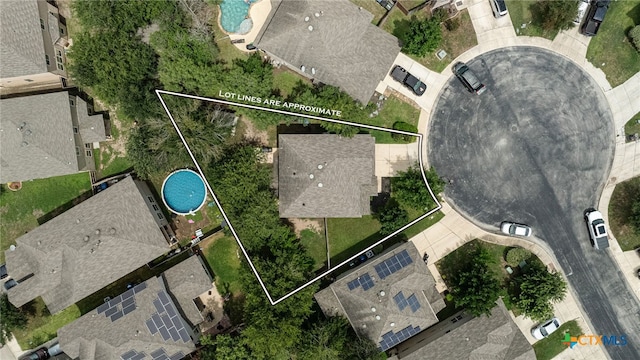 4431 Hogg, San Antonio, TX 78223 - aerial perspective of suburban area featuring property boundaries highlighted