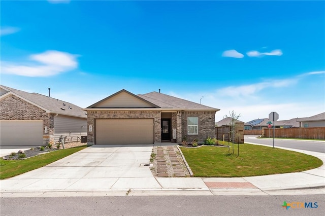 5903 Geronimo Vis, Seguin, TX 78155 - view of front of property featuring brick siding, concrete driveway, and a garage