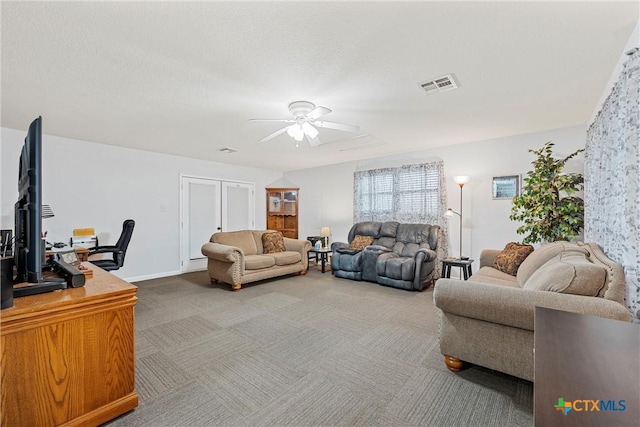296 Valiant Wills Rd, Bruceville-Eddy, TX 76630 - living room with ceiling fan and carpet floors