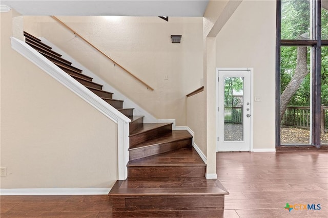 foyer entrance with dark hardwood / wood-style floors