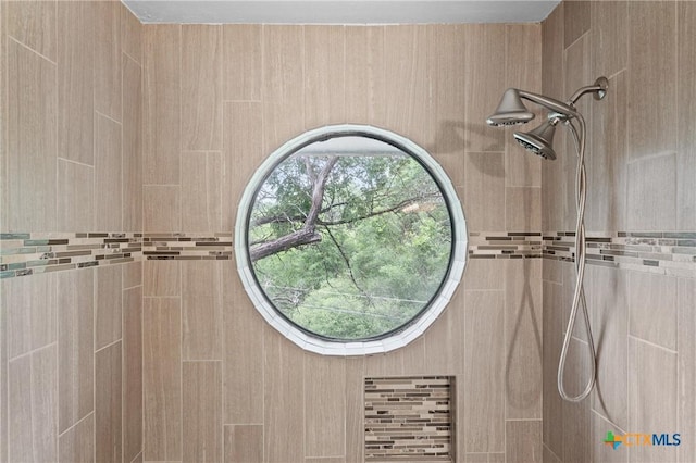 room details with a tile shower