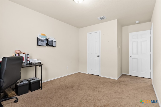 home office with carpet floors