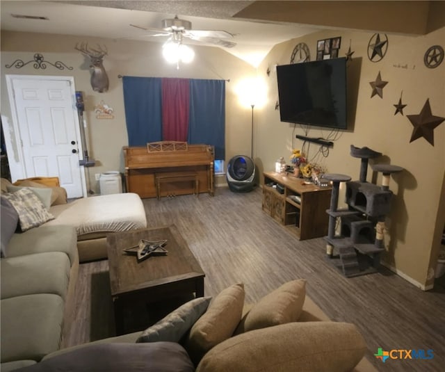 living room with ceiling fan