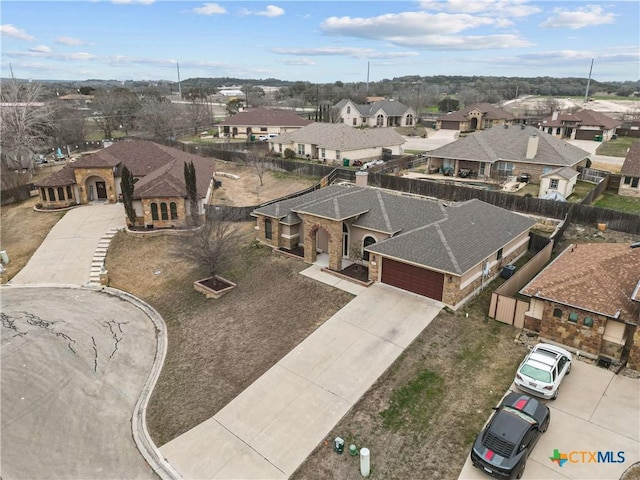 aerial view with a residential view