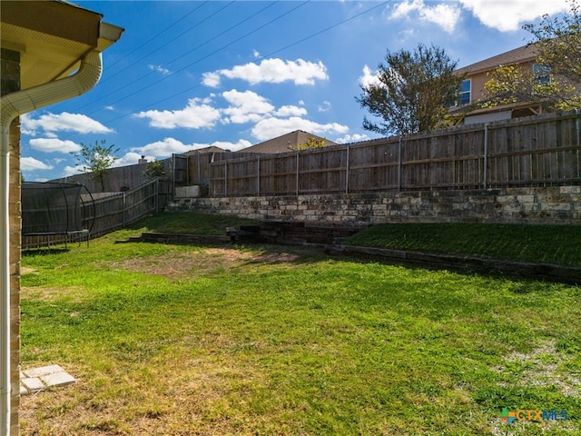 view of yard featuring a trampoline