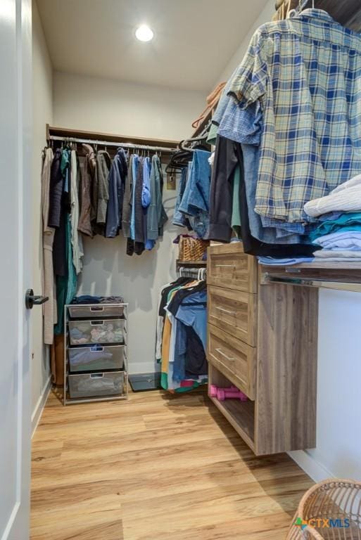 spacious closet with hardwood / wood-style floors